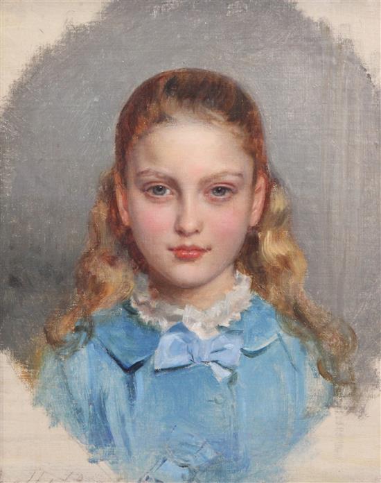 Circle of Sir John Everett Millais (1829-1896) Portrait of a young girl 13 x 10.5in.